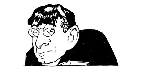 Karl Kraus gezeichnet Blix. Karrikatur