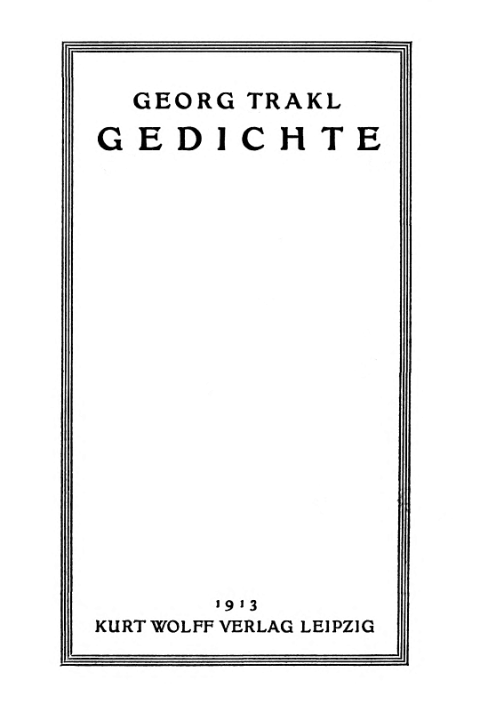 Georg Trakl: Gedichte, 1913